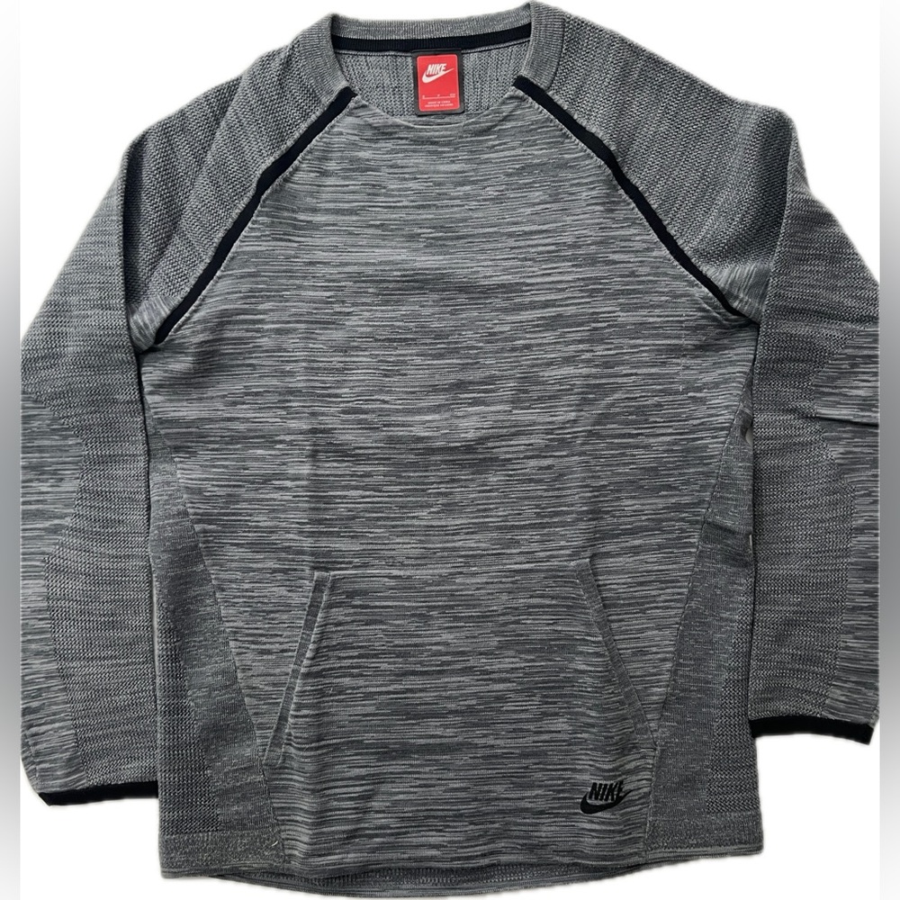 Nike Tech Knit Crew Neck Sweater Heather Gray Men’s Small 728673-060